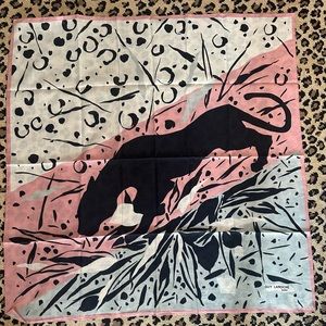 VINTAGE GUY LAROCHE PARIS SCARF 34x34 Linen & Cotton Made In France Zebra print